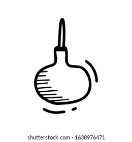 Enema in hand drawn doodle style isolated on white background. Vector stock outline illustration. Single. Sign element. Medical equipment. Logo. Print. Line art. Coloring book. Logotype.