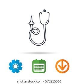 Enema icon. Medical clyster sign. Calendar, cogwheel and download arrow signs. Colored flat web icons. Vector