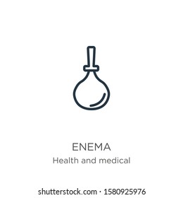 Enema icon. Thin linear enema outline icon isolated on white background from health and medical collection. Line vector sign, symbol for web and mobile