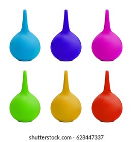 Enema. Medical instruments designed to absorb liquids from the body cavity after the operation and to rinse the body cavities for the purpose of treatment and prevention. Vector illustration.