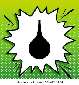 Enema sign. Black Icon on white popart Splash at green background with white spots. Illustration.
