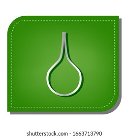 Enema sign. Silver gradient line icon with dark green shadow at ecological patched green leaf. Illustration.