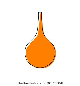 Enema sign. Vector. Black line icon with shifted flat orange filled icon on white background. Isolated.