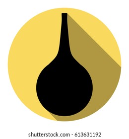 Enema sign. Vector. Flat black icon with flat shadow on royal yellow circle with white background. Isolated.