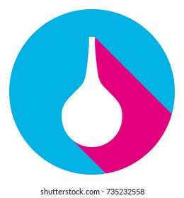 Enema sign. Vector. Flat white icon with mexican pink shadow inside sky blue(S and G) circle at white background. Isolated. Trend colors in 2017.