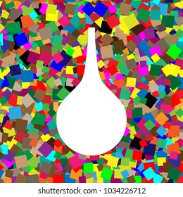 Enema sign. Vector. White icon on colorful background with seamless pattern from squares.