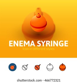 Enema syringe color icon, vector symbol in flat, outline and isometric style isolated on blur background