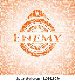 Enemy abstract orange mosaic emblem with background