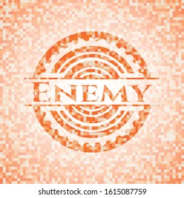 Enemy abstract orange mosaic emblem with background