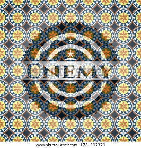 Enemy arabic badge background. Arabesque decoration. 