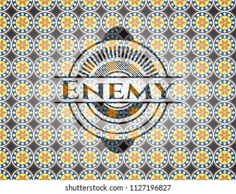 Enemy arabic style badge. Arabesque decoration.