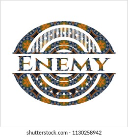 Enemy arabic style badge. Arabesque decoration.