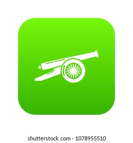 Enemy cannon icon green vector isolated on white background