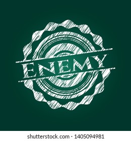 Enemy chalkboard emblem on black board. Vector Illustration. Detailed.