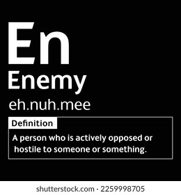 Enemy English Word definition digital print design for t-shirts and wall art poster vector illustration