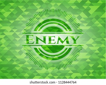 Enemy green emblem with triangle mosaic background