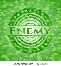 Enemy green emblem with triangle mosaic background