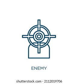 icono del enemigo. Icono de contorno de enemigo lineal delgado aislado en fondo blanco. Signo de enemigo de vector de línea, símbolo para web y móvil