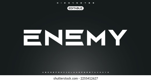 Enemy Modern abstract digital tech font. Logo creative font, type, technology, movie, digital, music, movie. Fonts and illustration in vector format. Luxury Font.