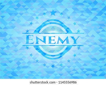Enemy realistic sky blue mosaic emblem