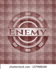 Enemy red seamless badge with geometric pattern background.