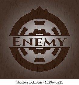 Enemy retro wood emblem. Vector Illustration.