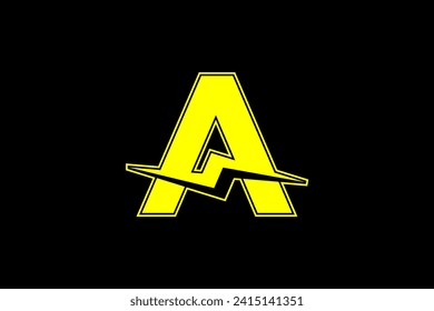 Logo de Energetic 'A Thunder': Alegre 'A' con tornillos relámpago, ideal para una poderosa identidad de marca. Perfecto para la industria tecnológica y deportiva. Destacar con un diseño electrizante.