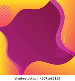 Energetic abstract background with vibrant yellow, orange, and deep purple fluid, organic shapes. Ideal for high-energy events, digital marketing, or expressive banners