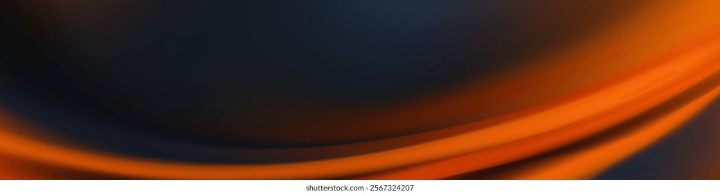 energetic abstract banner with a flowing orange and black wave