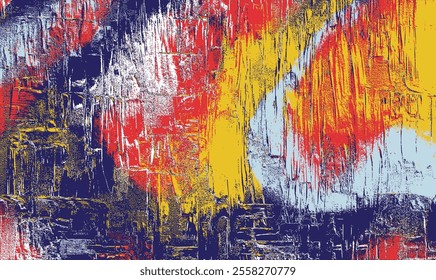 Energetic abstract composition featuring layered vibrant deep red, and radiant yellow, blending textured elements for a striking and modern artistic statement