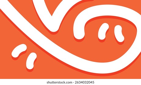Energetic abstract layout with white brush-style swirls on vivid red-orange. Perfect for eye-catching digital design and creative branding.