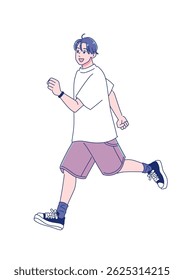Energetic anime-style male student, whole body