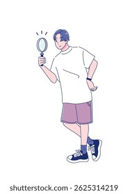 Energetic anime-style male student, whole body