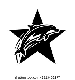 Energetic aquatic mammal logo celebrating performance, marine life, and success.