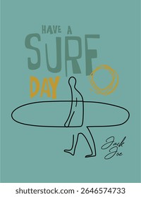 Energetic artwork of a surfer riding the waves, expressing freedom and summer fun. Perfect for activewear and beach culture collections.