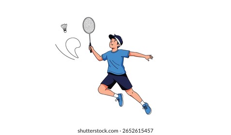 Jogador De Badminton Energético Demonstra Poderoso Salto De Quebra Tiro Durante Ação De Jogo Intenso