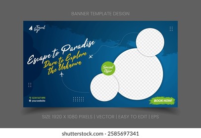 energetic banner abstract background vacation agency promotion with image replacement easy to edit great for travel campaigns