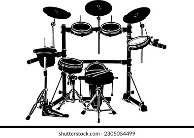 Energetic Beat: Silhouette of an Electric Drum Set Evoking Musical Passion