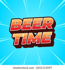 Energetic Beer Time text Typography Design with Bright Gradient Text Style