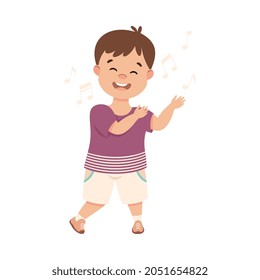 Energetic Boy Dancing Moving to Music Rythm Vector Illustration