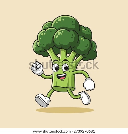 Energetic broccoli cartoon character running
