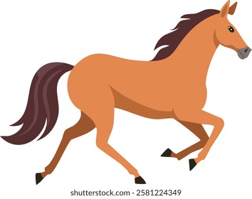 Energetic brown horse in motion, captured in a sleek and dynamic vector style