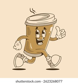 Energetic cartoon coffee cup perfect for fun tshirt or merchandise design