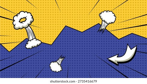 Explosão energética de desenhos animados com acento de seta