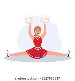 Energetic cheerleader girl in a bright uniform holding pom poms. Ideal for Fun and Sporty Projects.