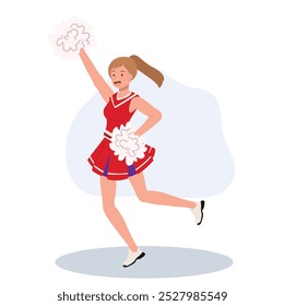 Energetic cheerleader girl in a bright uniform holding pom poms. Ideal for Fun and Sporty Projects.