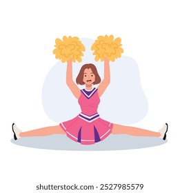 Energetic cheerleader girl in a bright uniform holding pom poms. Ideal for Fun and Sporty Projects.