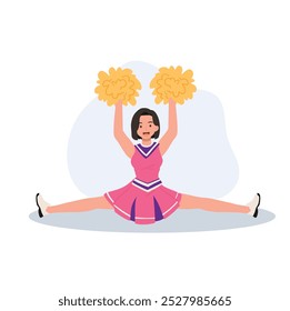 Energetic cheerleader girl in a bright uniform holding pom poms. Ideal for Fun and Sporty Projects.