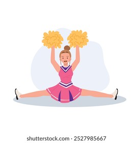 Energetic cheerleader girl in a bright uniform holding pom poms. Ideal for Fun and Sporty Projects.