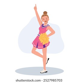 Energetic cheerleader girl in a bright uniform holding pom poms. Ideal for Fun and Sporty Projects.